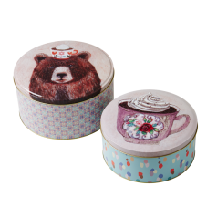 Set of 2 Cake Tins With Bear Print Rice DK